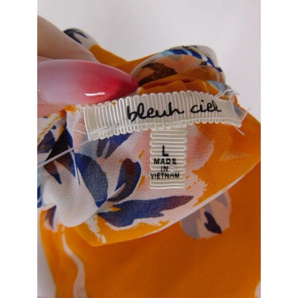 Bleuh Ciel Dress Womens Large Orange Floral Maxi Button Front Ruffle Lined - Picture 11 of 12